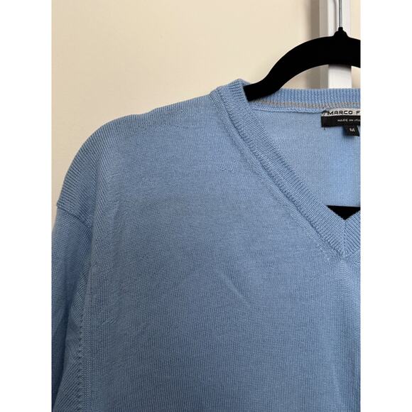 Marco Fiori Merino Wool V Neck Sweater Light Blue Extra Fine Made in Italy M - Picture 3 of 8